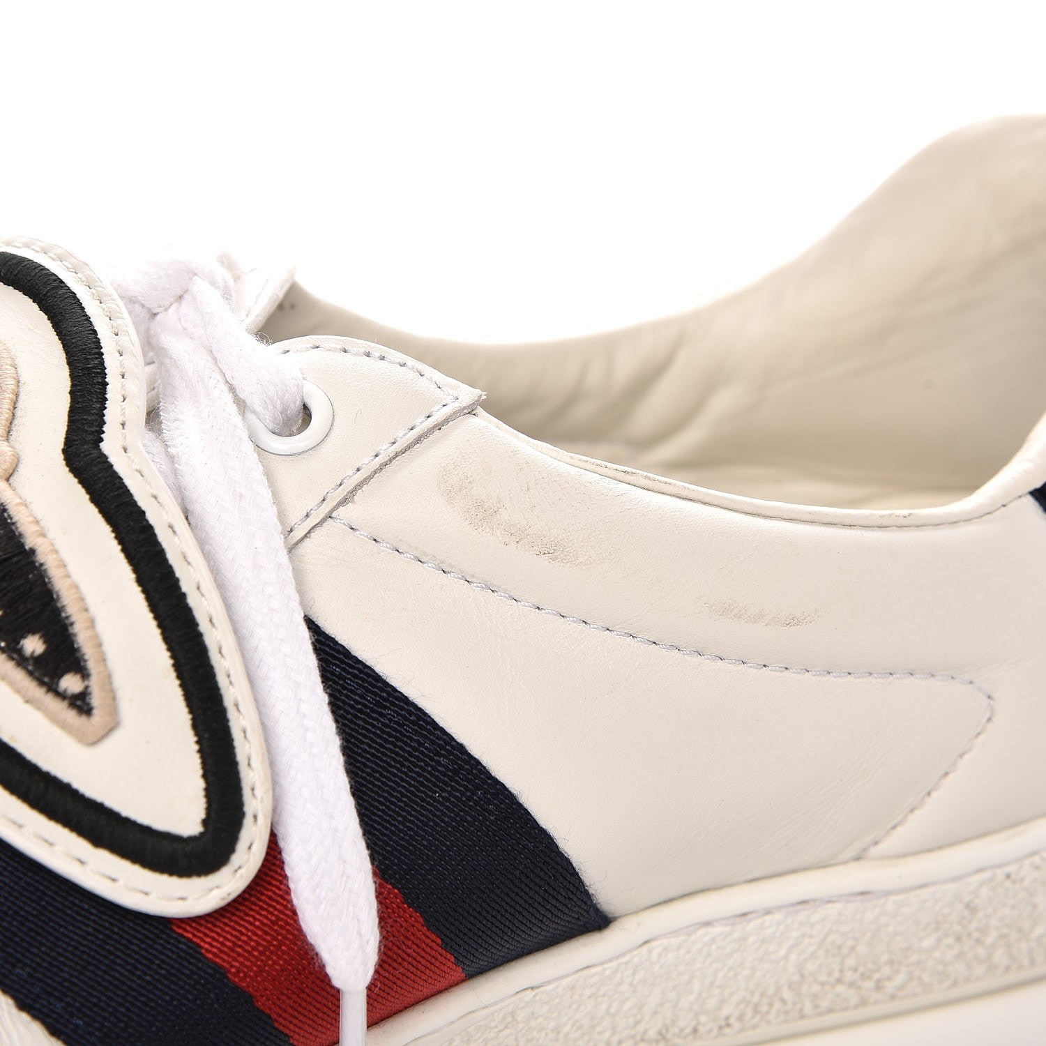 Gucci Calfskin Ayers Web UFO Dragon Embroidered Mens Ace Sneakers 7 White 16 of 17