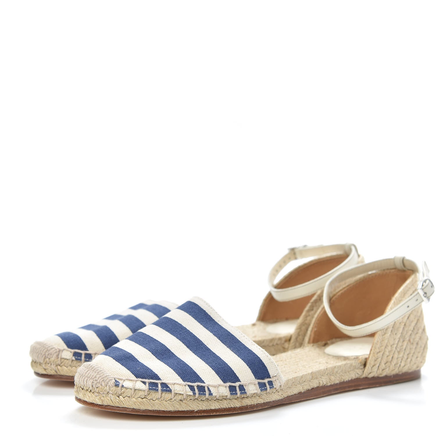Gucci Canvas Striped Espadrilles 37.5 Blue White 3 of 8