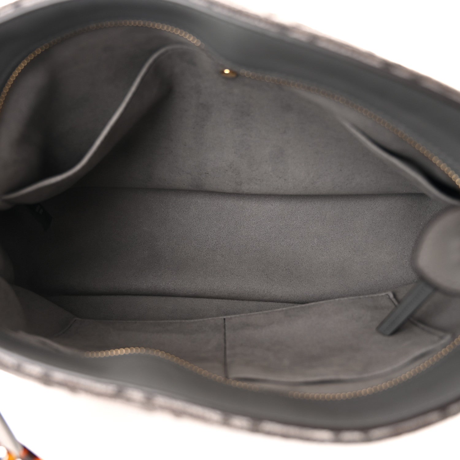 Fendi Chenille Vitello Seta Plexiglass FF Fendi O'Lock Zipper Anthracite Asfalto 5 of 10