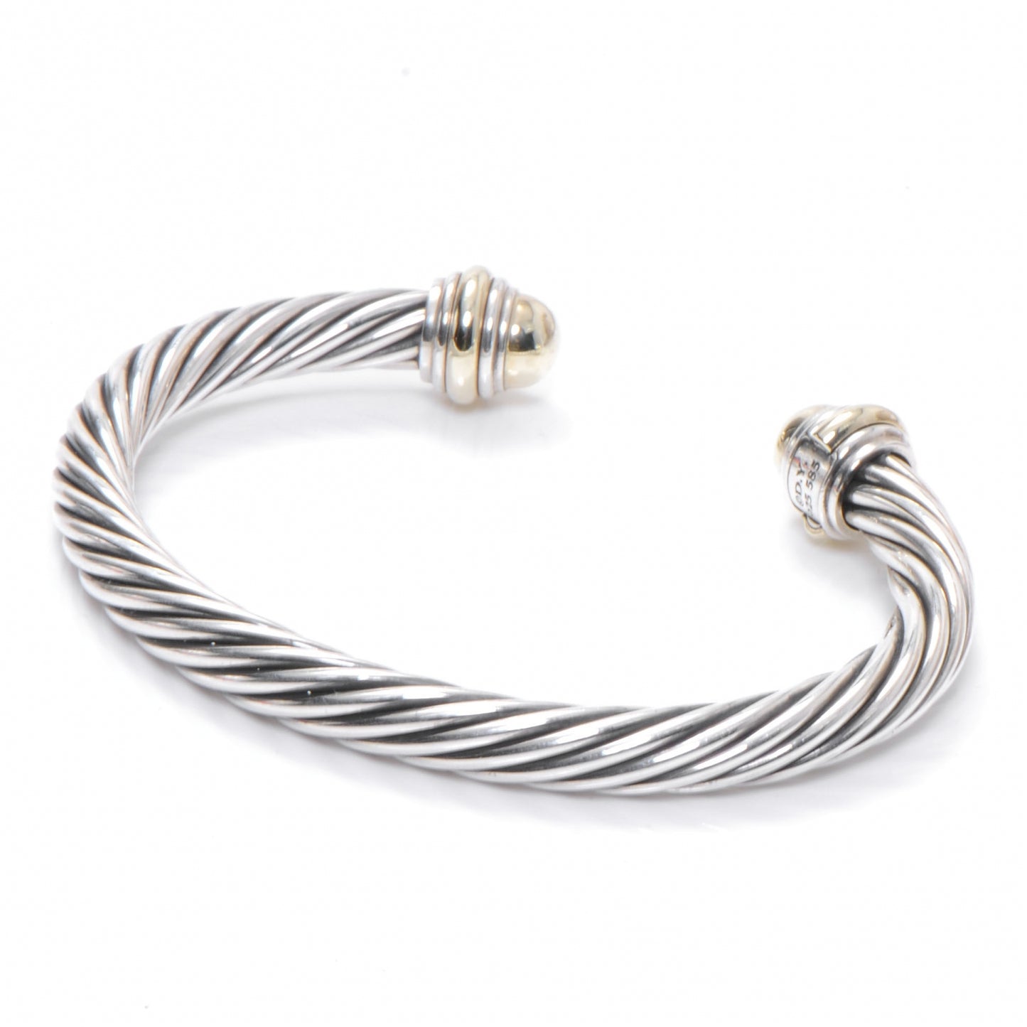 Sterling Silver 14K Yellow Gold 7mm Cable Classics Bracelet