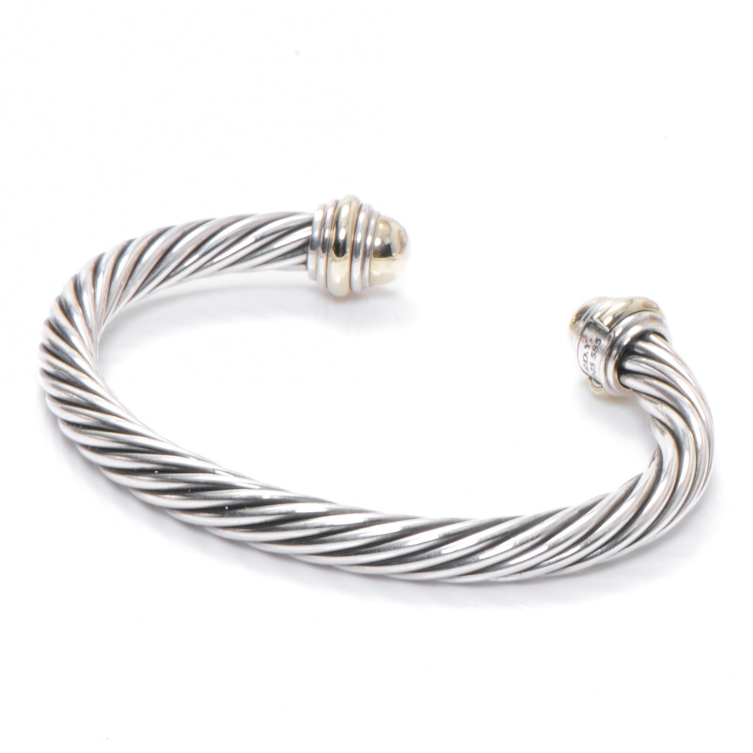 David Yurman Sterling Silver 14K Yellow Gold 7mm Cable Classics Bracelet 3 of 6