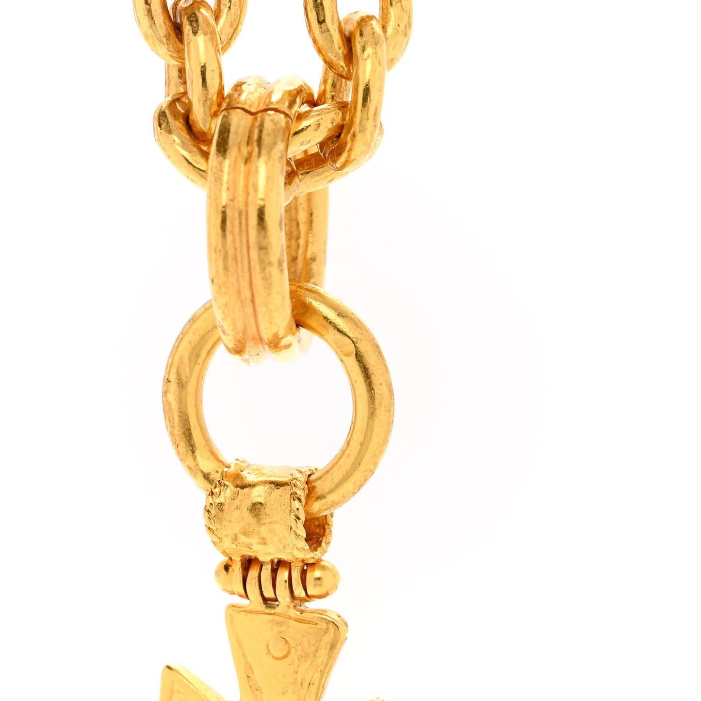 Long CC Cross Pendant Necklace Gold