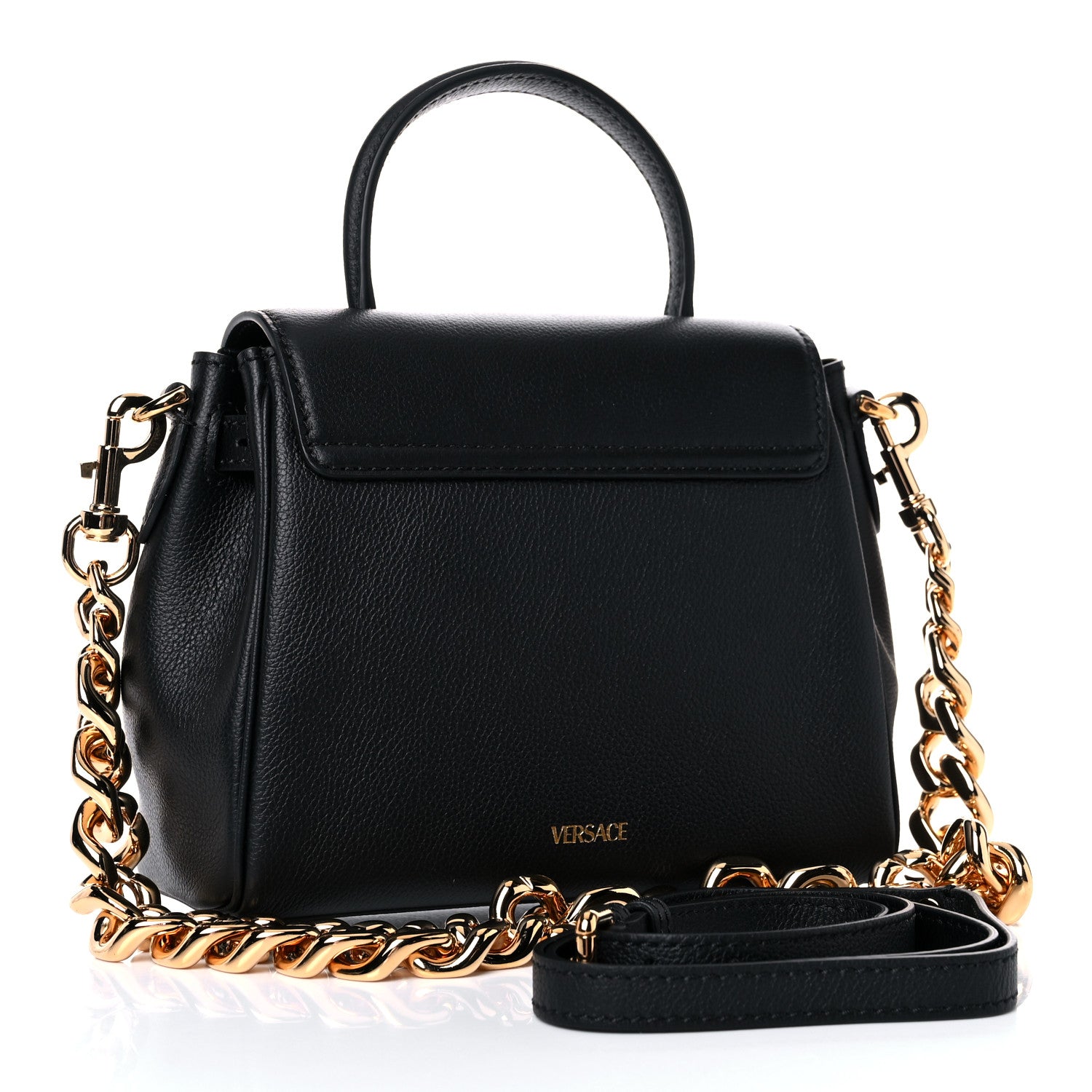 Versace Grained Calfskin Small La Medusa Top Handle Bag Black 3 of 9