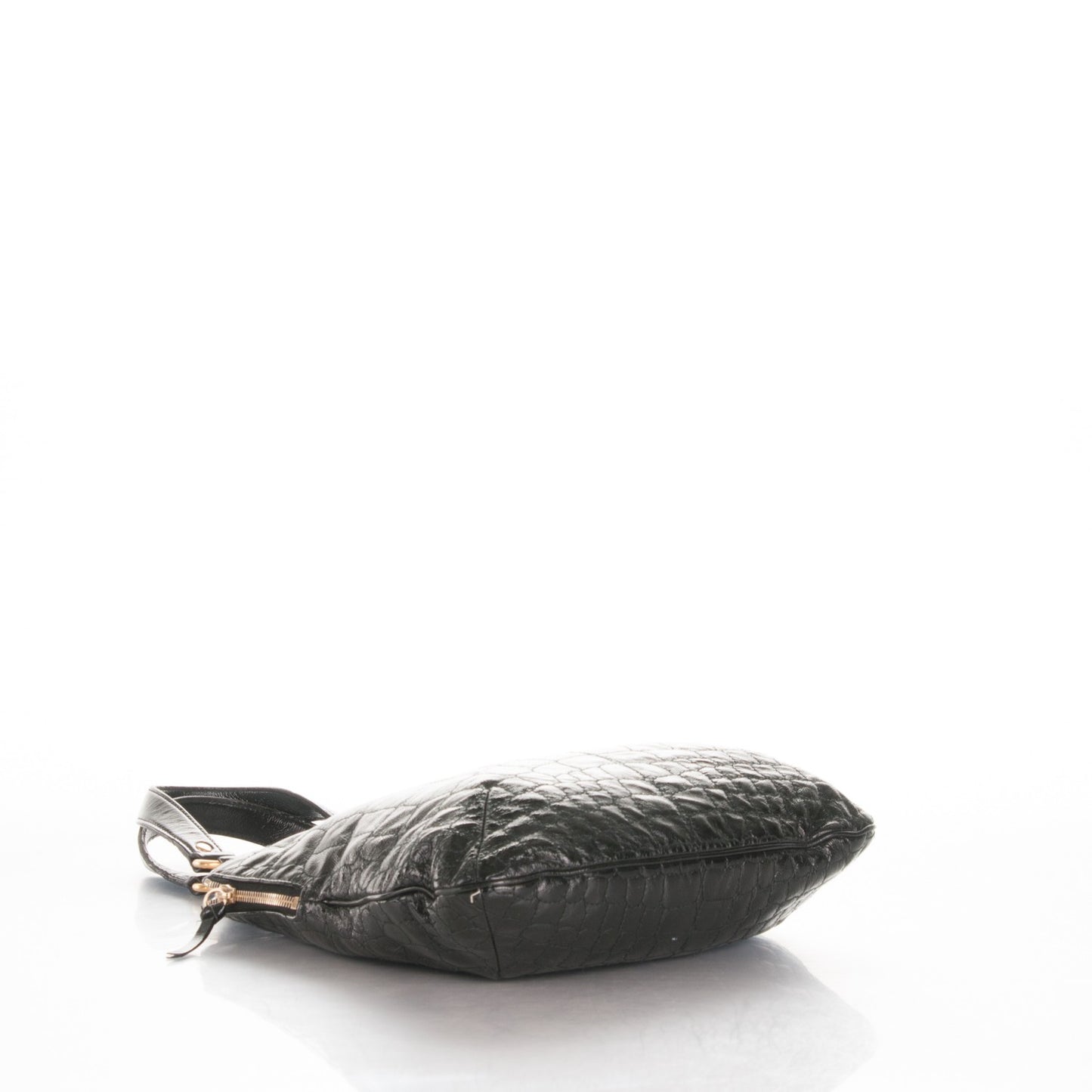 Patent Crocodile Embossed Tribute Tote Black