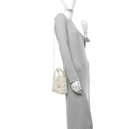Christian Dior Calfskin Cannage Diamond Mini Lady Dior White 2 of 9