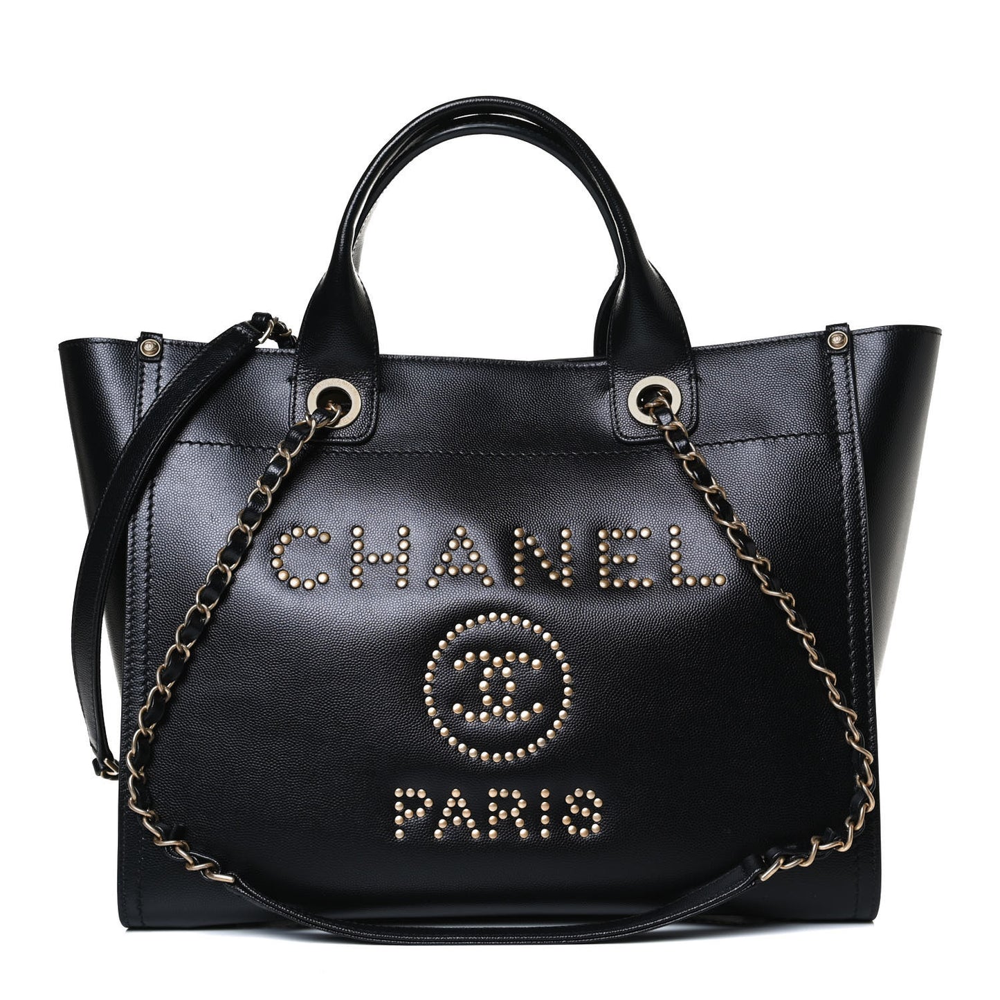 Caviar Small Studded Deauville Tote Black