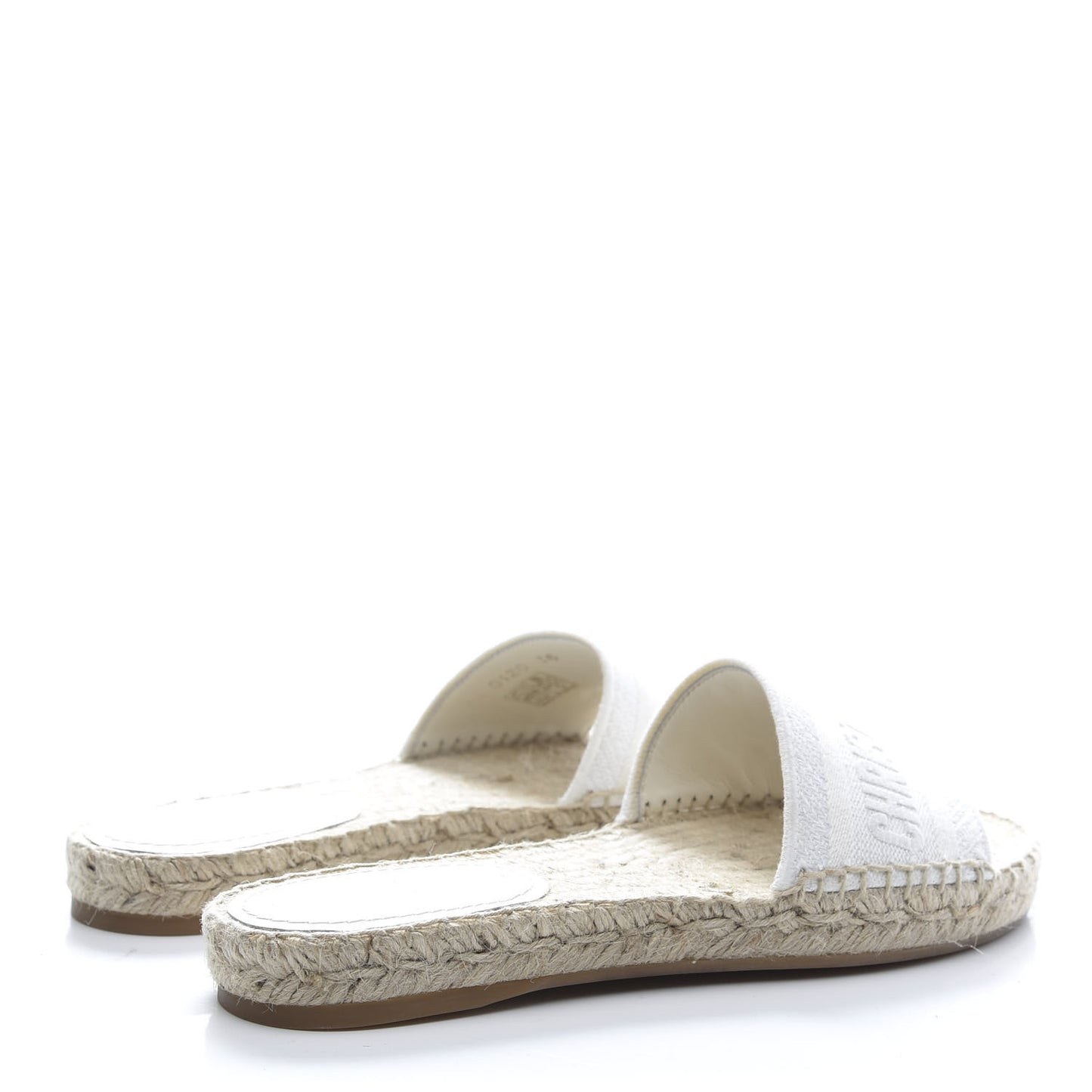 Canvas Embroidered Espadrille Flat Slide Sandals 36 White