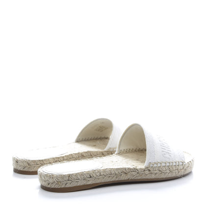 Christian Dior Canvas Embroidered Espadrille Flat Slide Sandals 36 White 4 of 9