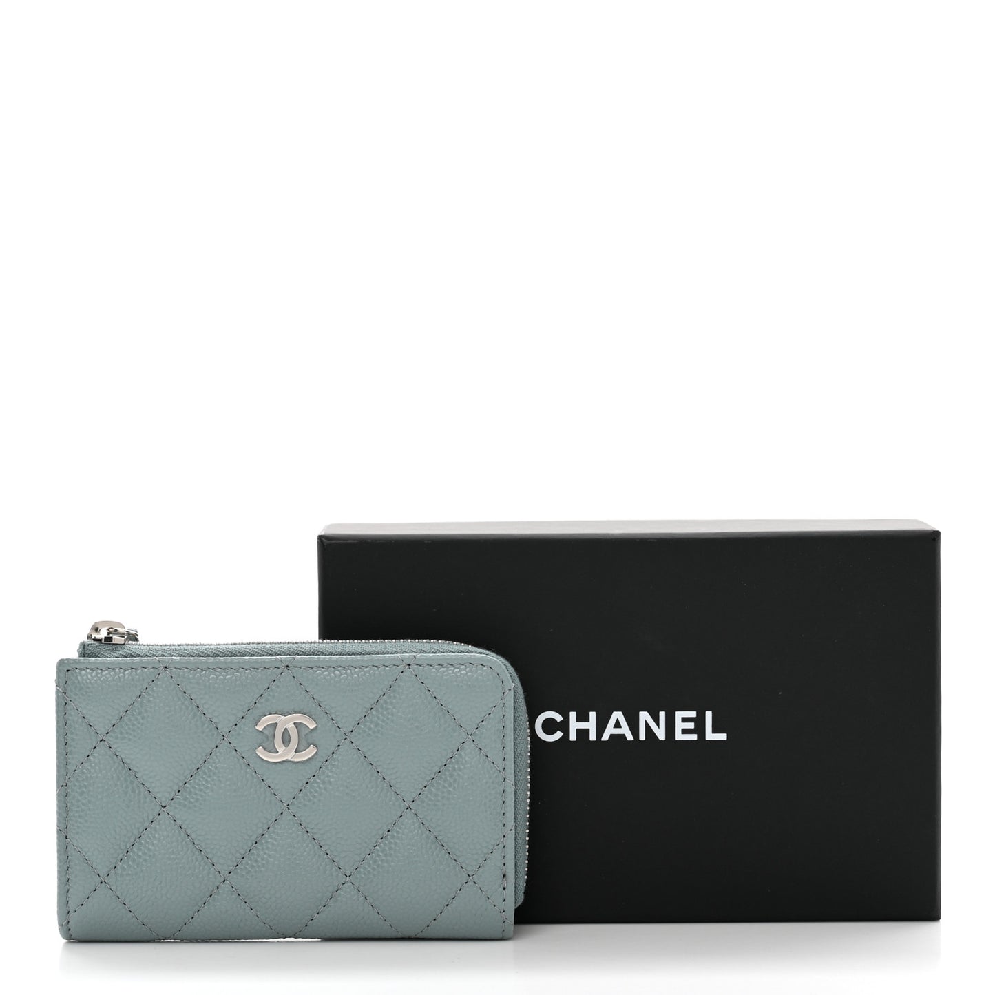 Caviar Quilted Zipped Key Holder Case Blue