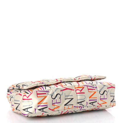 Saint Laurent Silk Carre Rive Gauche Print Patchwork Monogram Medium Jamie Multicolor White 4 of 9