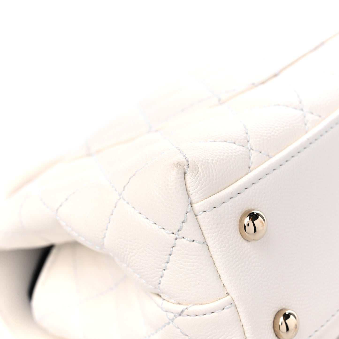 Caviar Quilted Mini Coco Handle Flap White