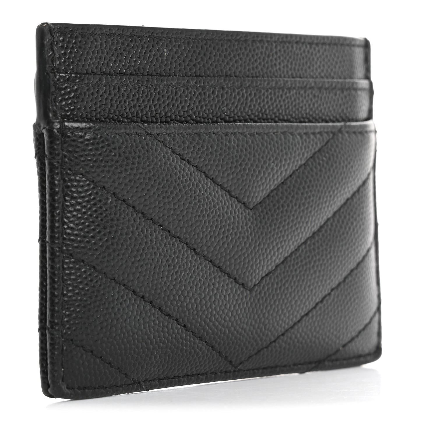 Grain De Poudre Matelasse Chevron Monogram Credit Card Case Black
