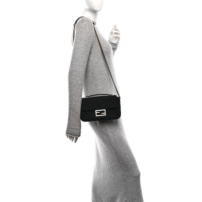 Fendi Technical Fabric FF Midi Chain Baguette Black 2 of 11