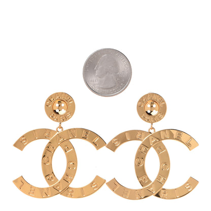 Chanel Metal Large Paris Button Earrings Gold 2 of 5