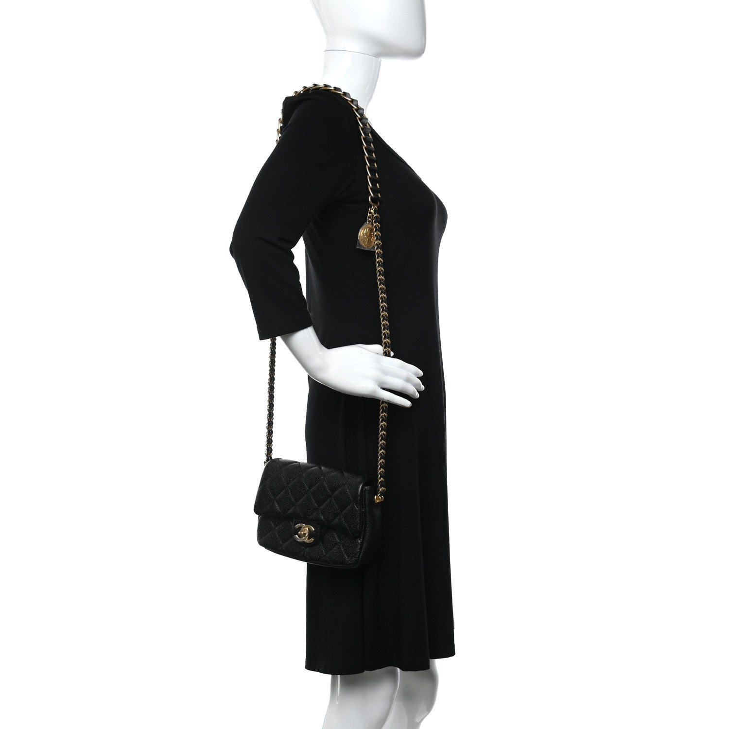 Chanel Caviar Quilted Mini Chain Soul Flap Black 2 of 9