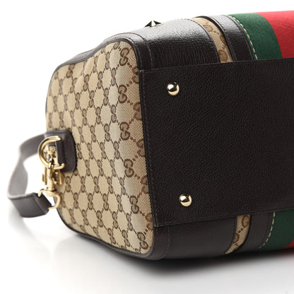 Gucci Monogram Vintage Web Medium Webby Bee Boston Dark Brown 8 of 13