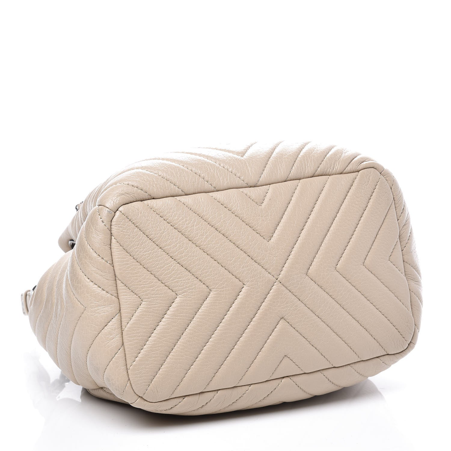 Chanel Deerskin Chevron Small CC Chain Bucket Bag Beige 3 of 11