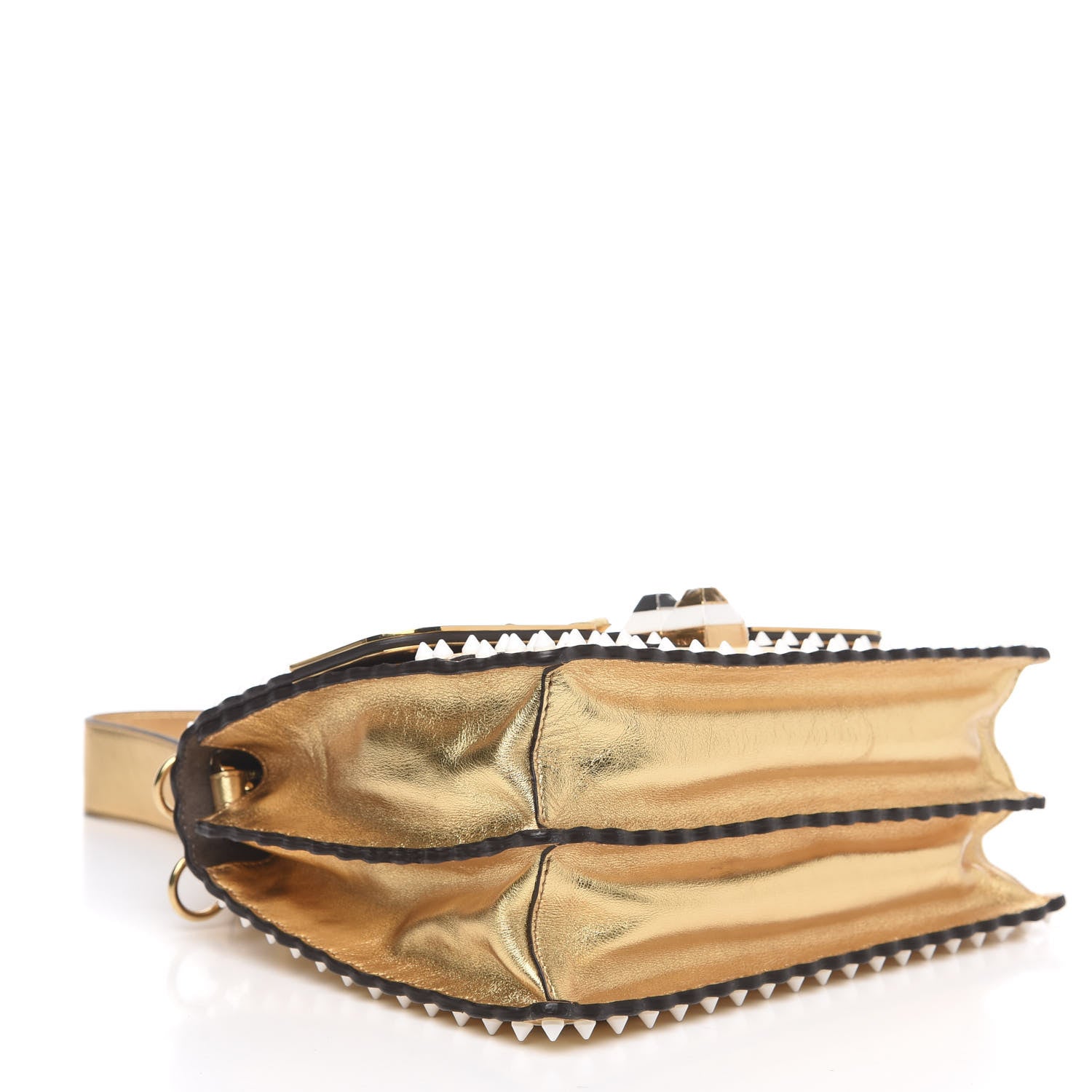 Fendi Metallic Calfskin Wonder Monster Kan I Shoulder Bag Gold 3 of 8