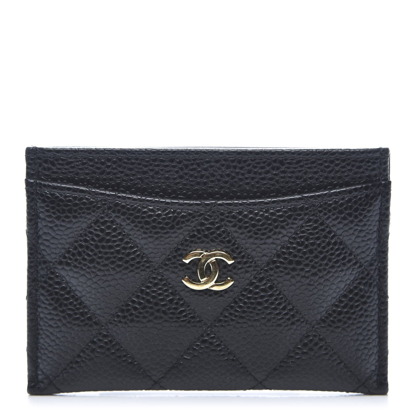 Caviar Quilted Card Holder Black