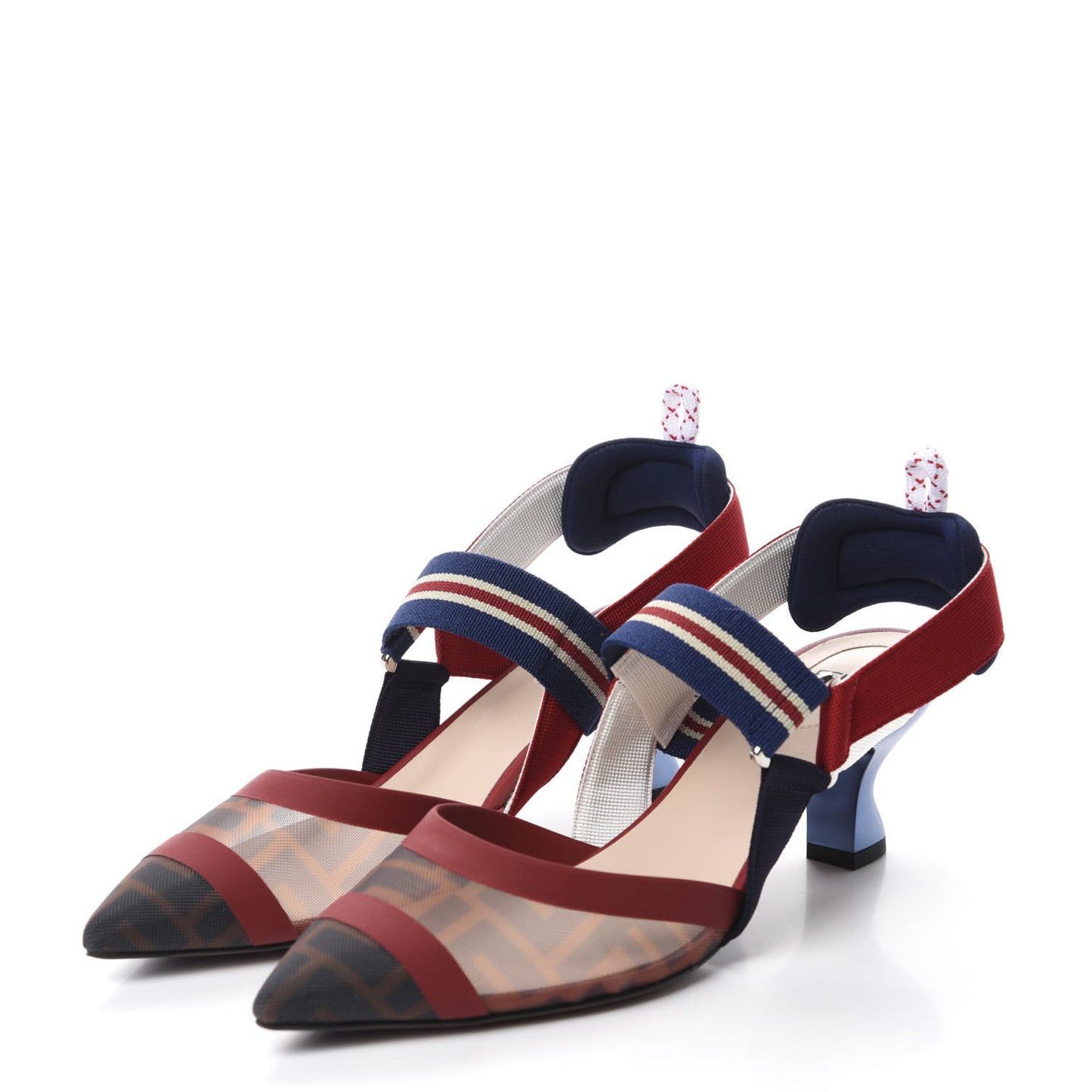 Technical Mesh FF Colibri 55mm Slingback Pumps 38 Tobacco Moro Zaffiro Ciliegia Rosso