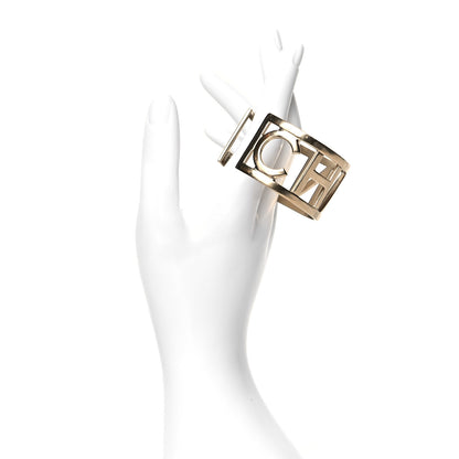 Chanel Metal Logo Cuff Gold 2 of 5
