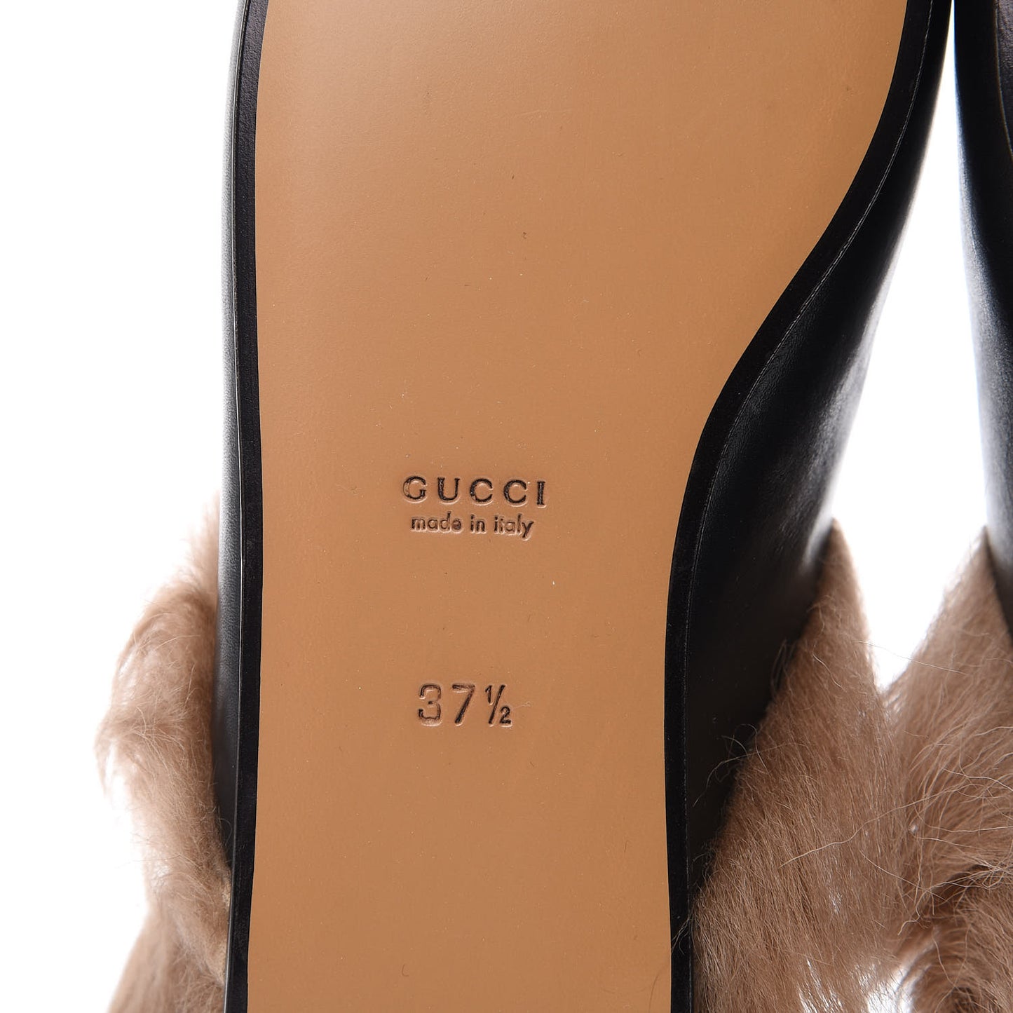 Calfskin Fur Womens Princetown Slippers 37.5 Black
