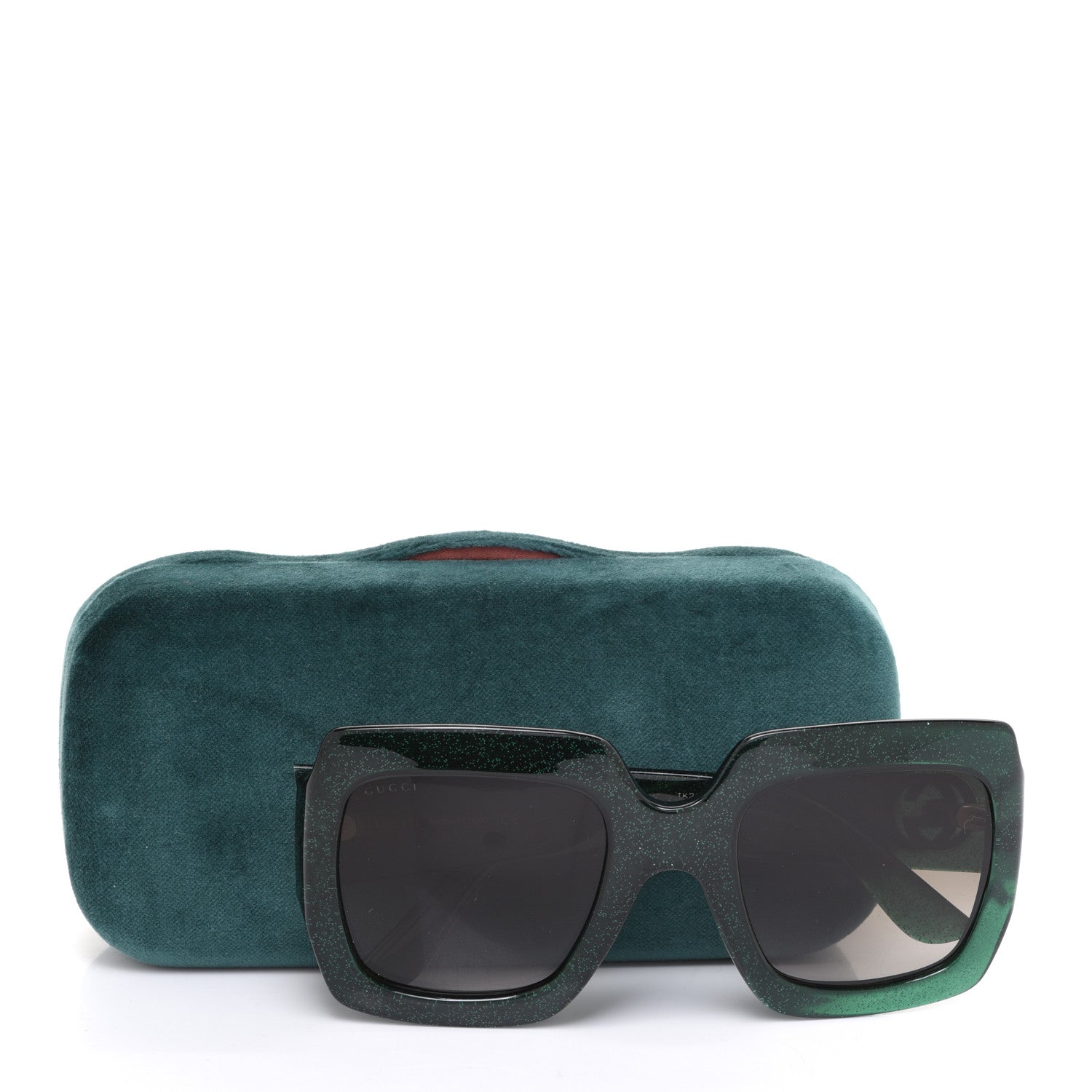 Gucci Glitter Acetate Square Frame Sunglasses GG0053S Green 9 of 9