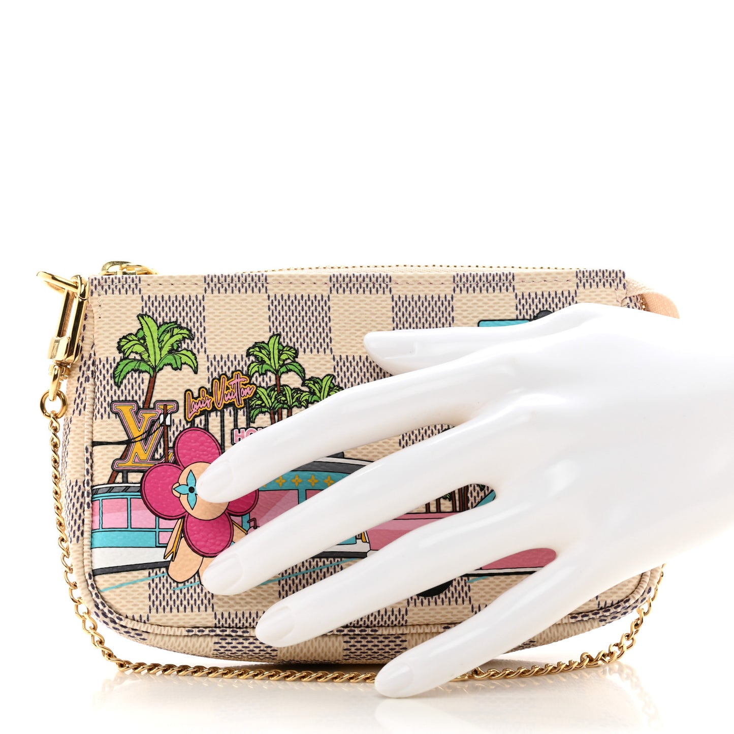 Damier Azur 2021 Christmas Animation Hollywood Mini Pochette Accessories Fuchsia