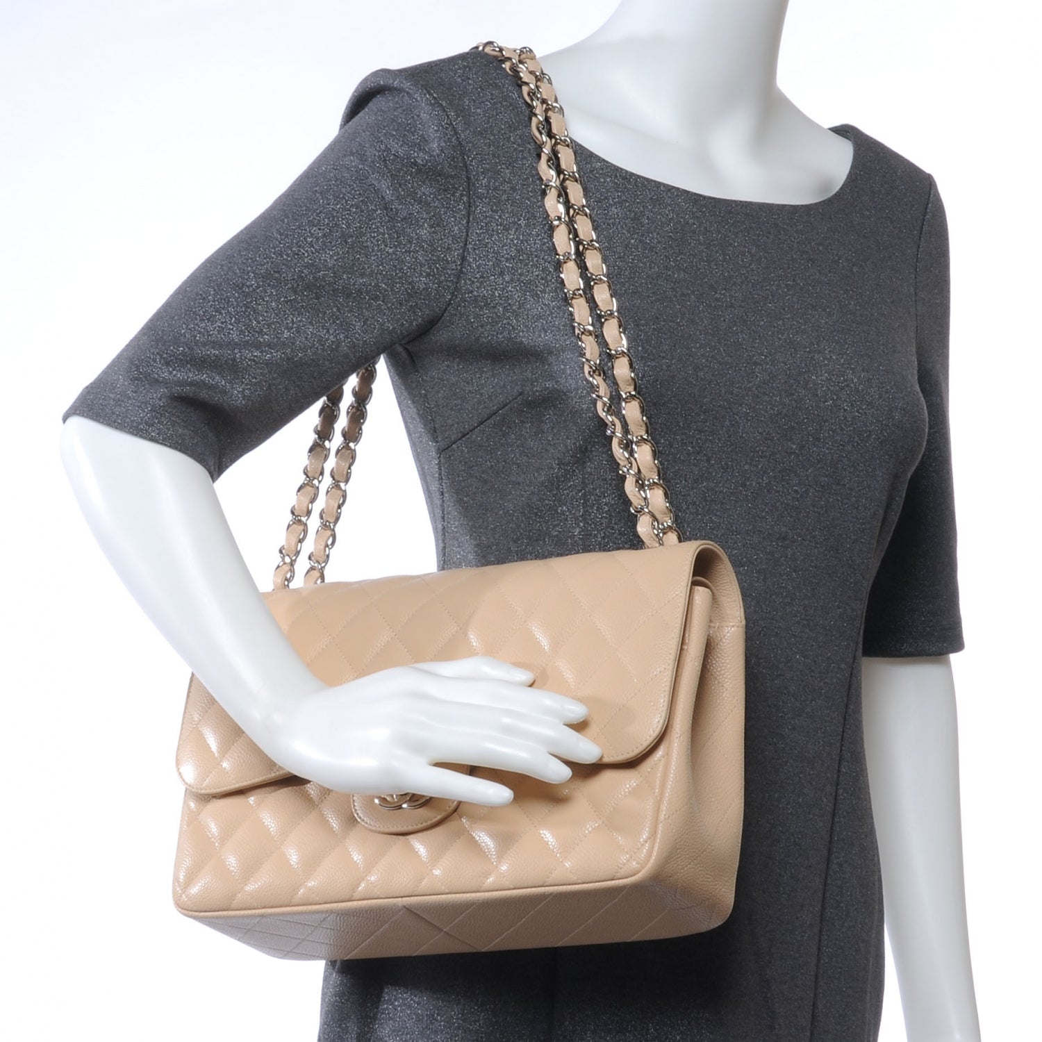 Chanel Caviar Jumbo Double Flap Beige Clair 2 of 7