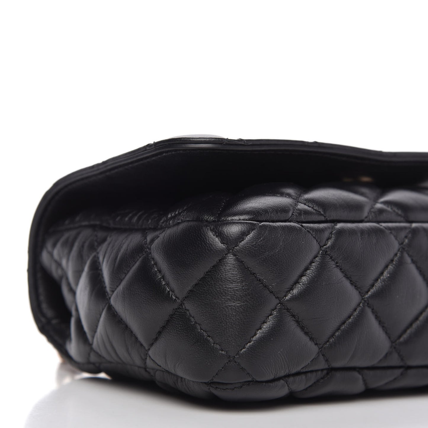 Nappa Quilted Small Medusa Chain Crossbody Black