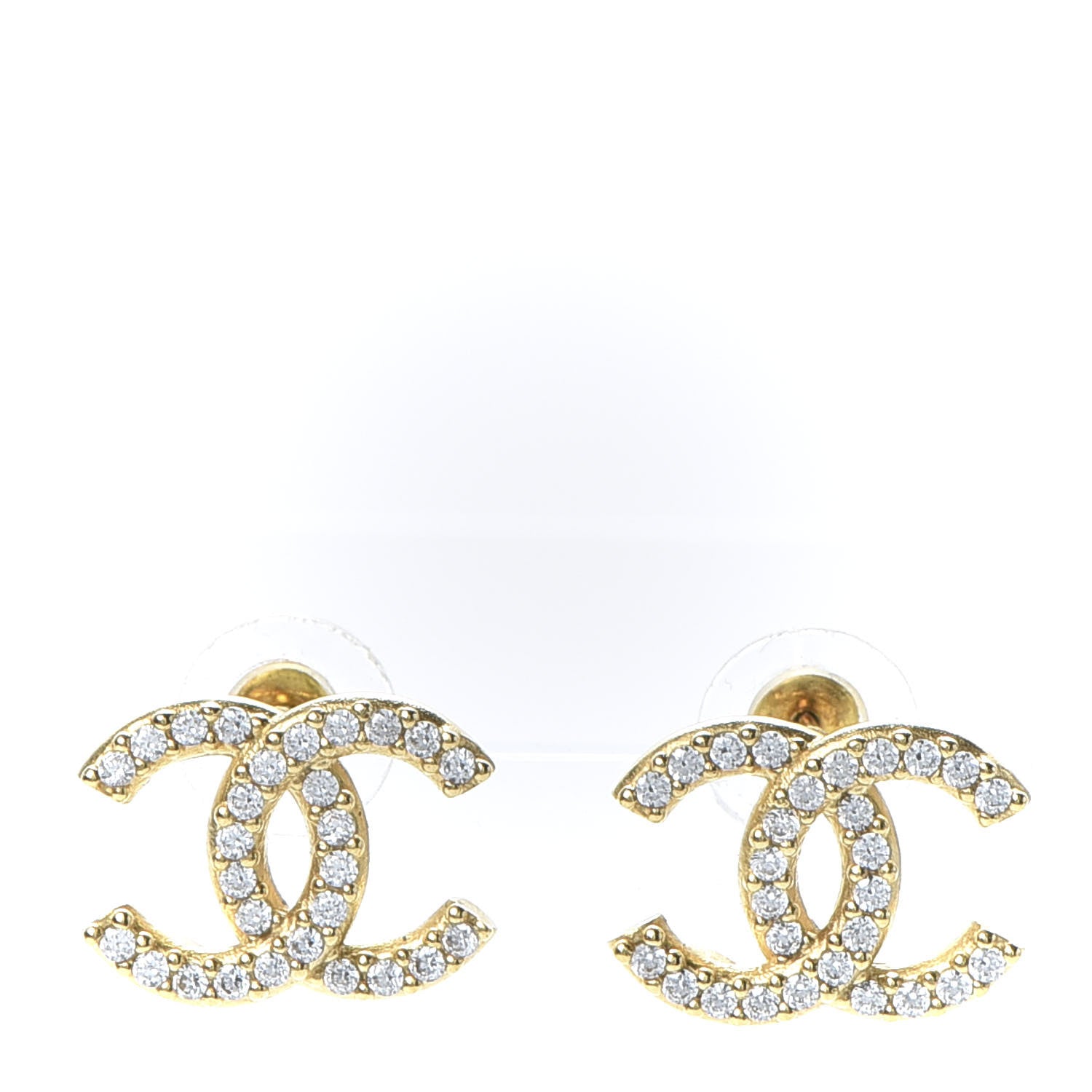 Chanel Crystal CC Earrings Gold 1 of 5
