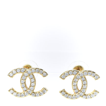 Chanel Crystal CC Earrings Gold 1 of 5