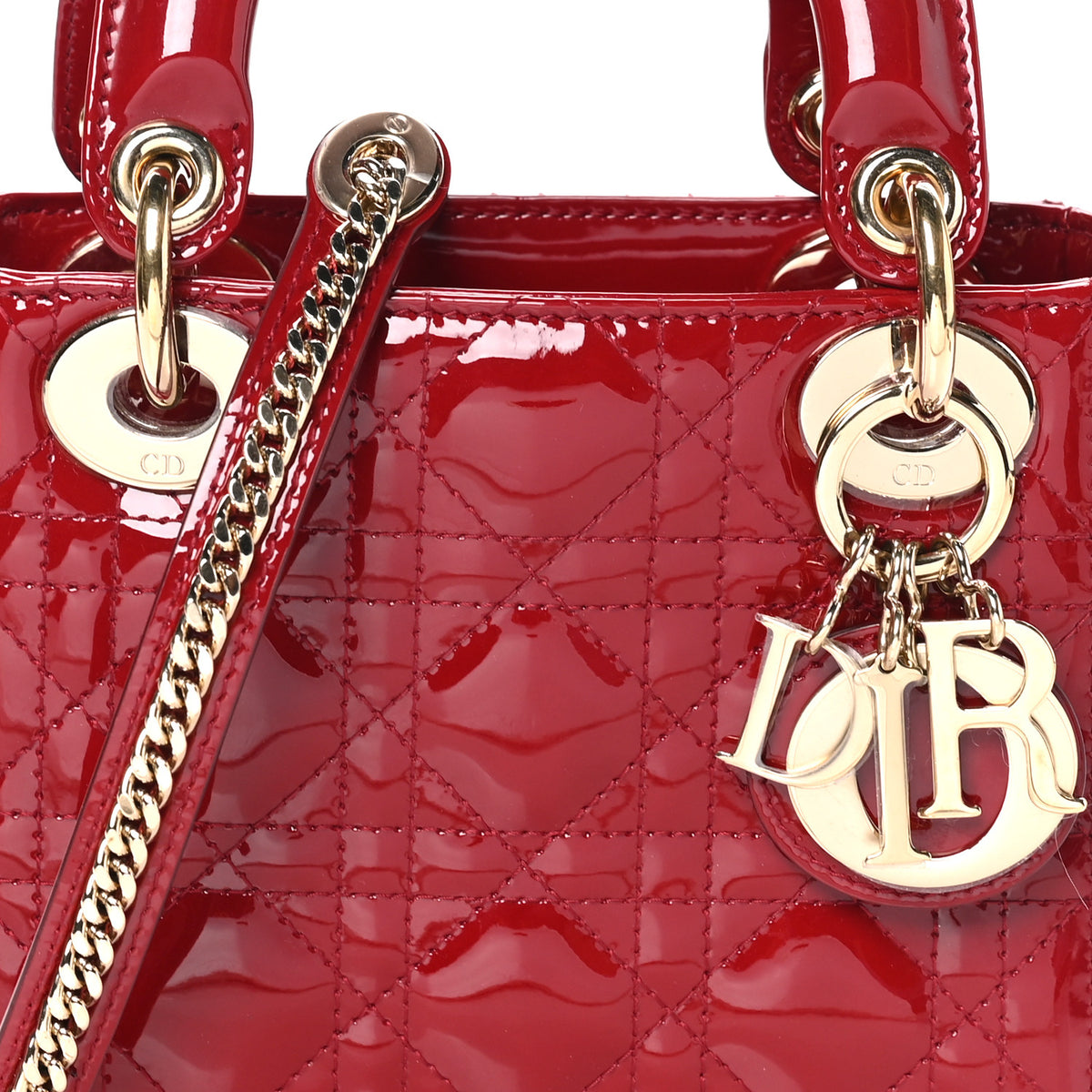 Christian Dior Patent Cannage Mini Lady Dior Red 8 of 10