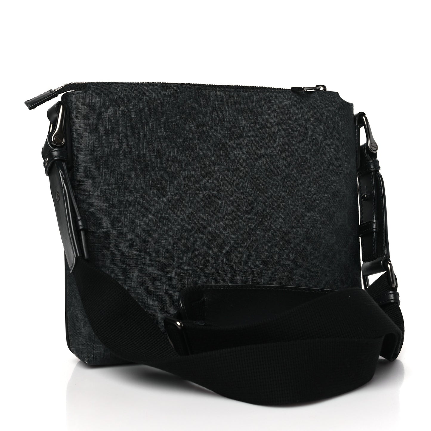 GG Supreme Monogram Flat Messenger Bag Black Grey