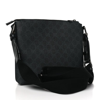 Gucci GG Supreme Monogram Flat Messenger Bag Black Grey 3 of 9