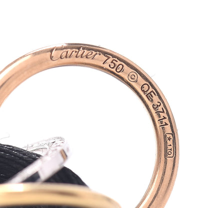 Cartier 18K White Yellow Pink Gold Diamond Trinity Cord Bracelet Black 4 of 4