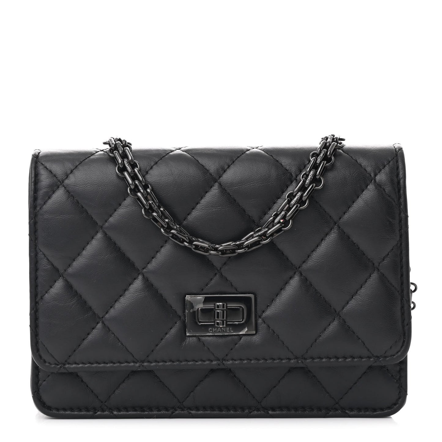Aged Calfskin Quilted Mini Reissue Wallet On Chain WOC So Black