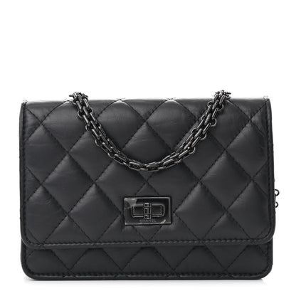 Chanel Aged Calfskin Quilted Mini Reissue Wallet On Chain WOC So Black 1 of 14