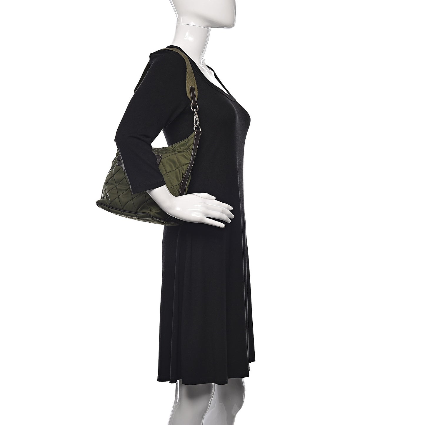 Tessuto Nylon Impunturato Quilted Hobo Green