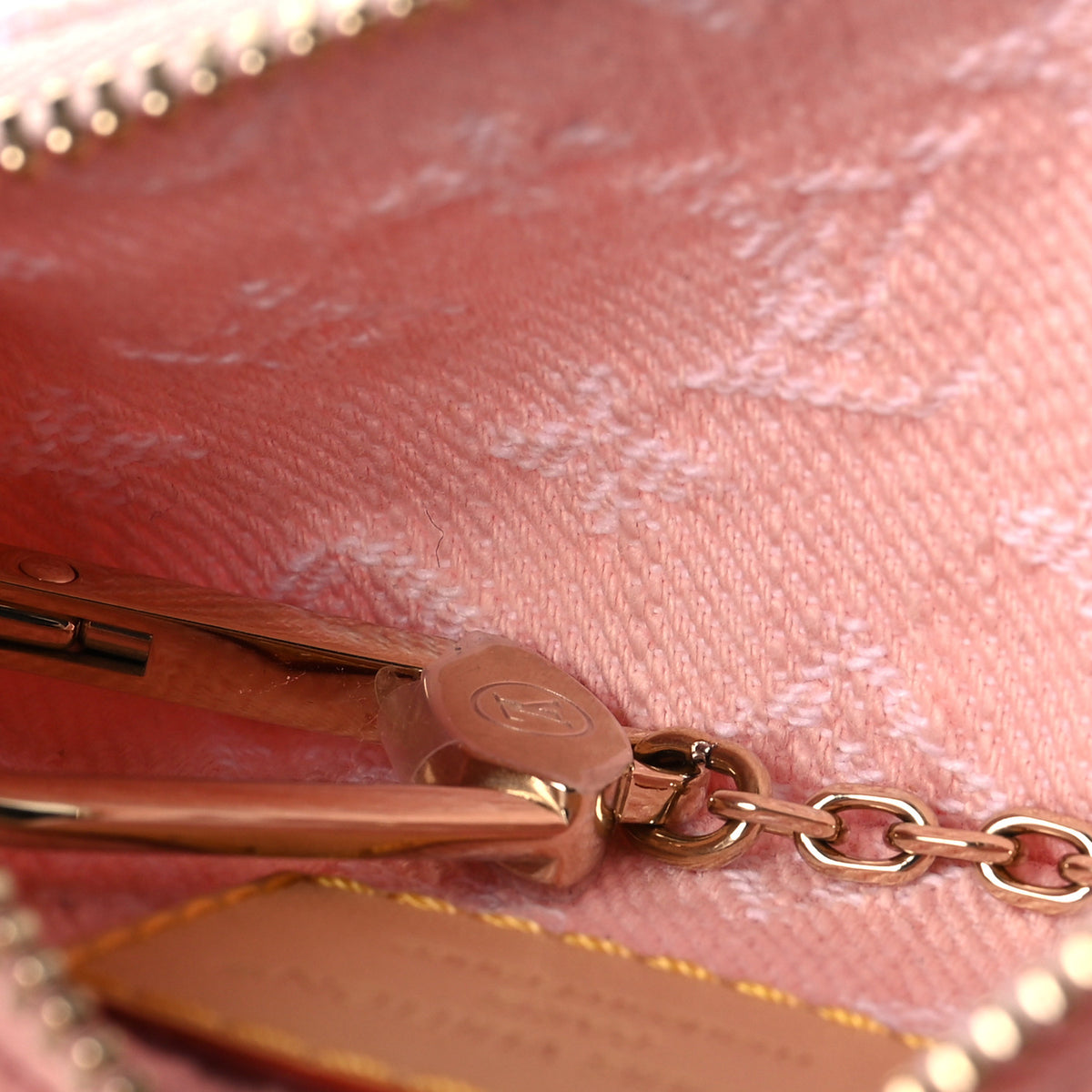 Monogram Denim Key Pouch Washed Pink Washed Pink