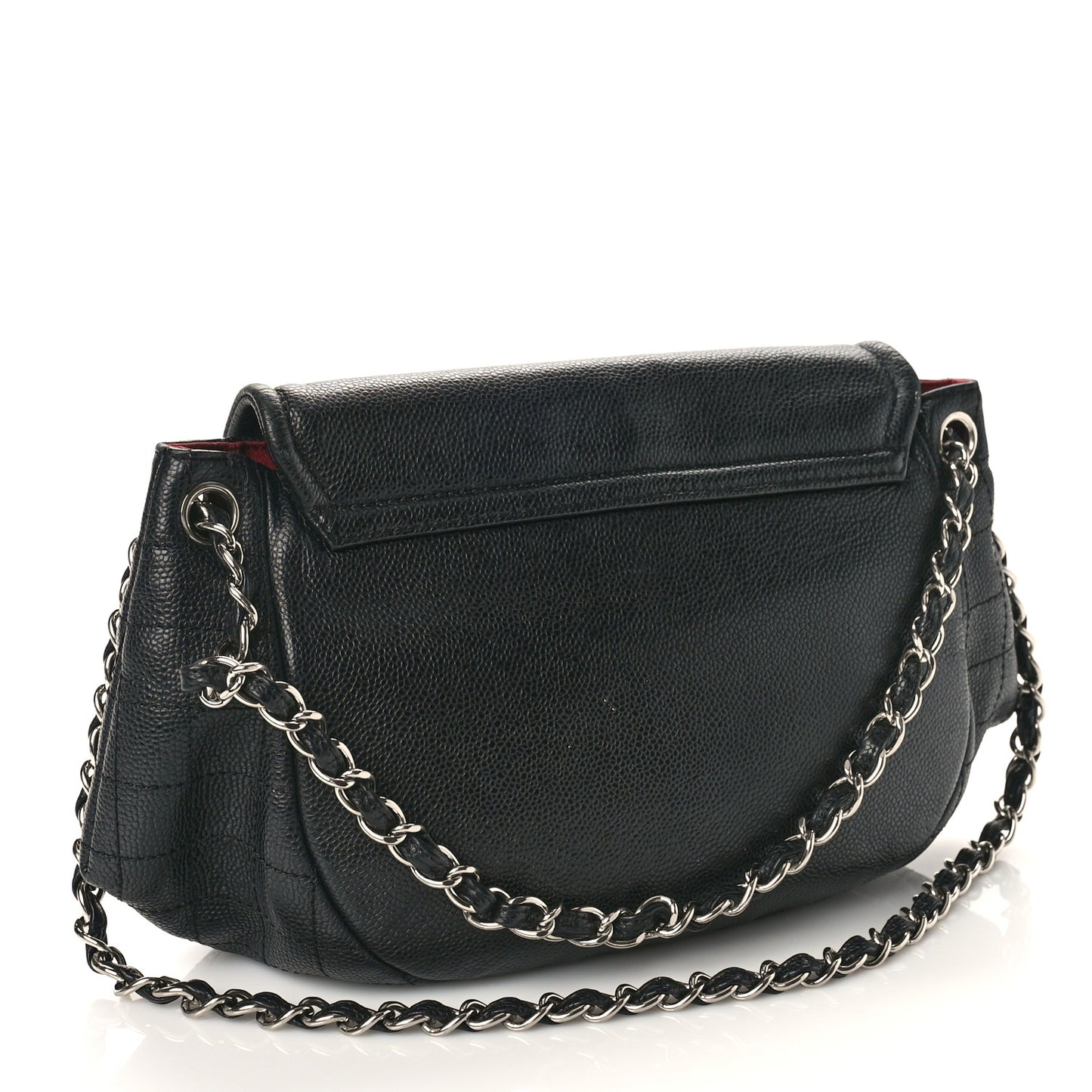 Caviar Half Moon Large Flap Black