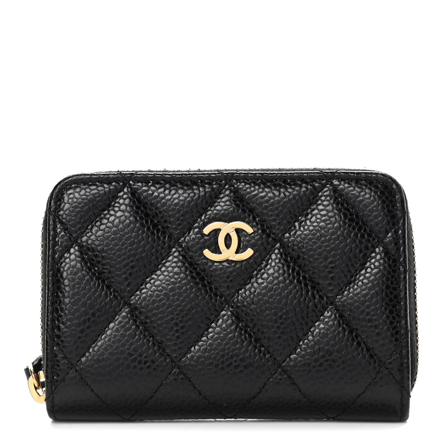 Caviar Quilted Zip Coin Purse Black