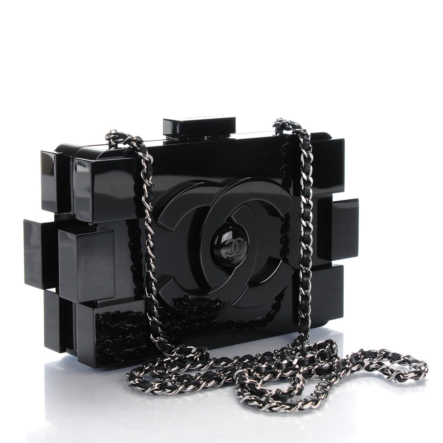 Chanel Plexiglass Barcode Boy Brick Lego Clutch Black 3 of 7