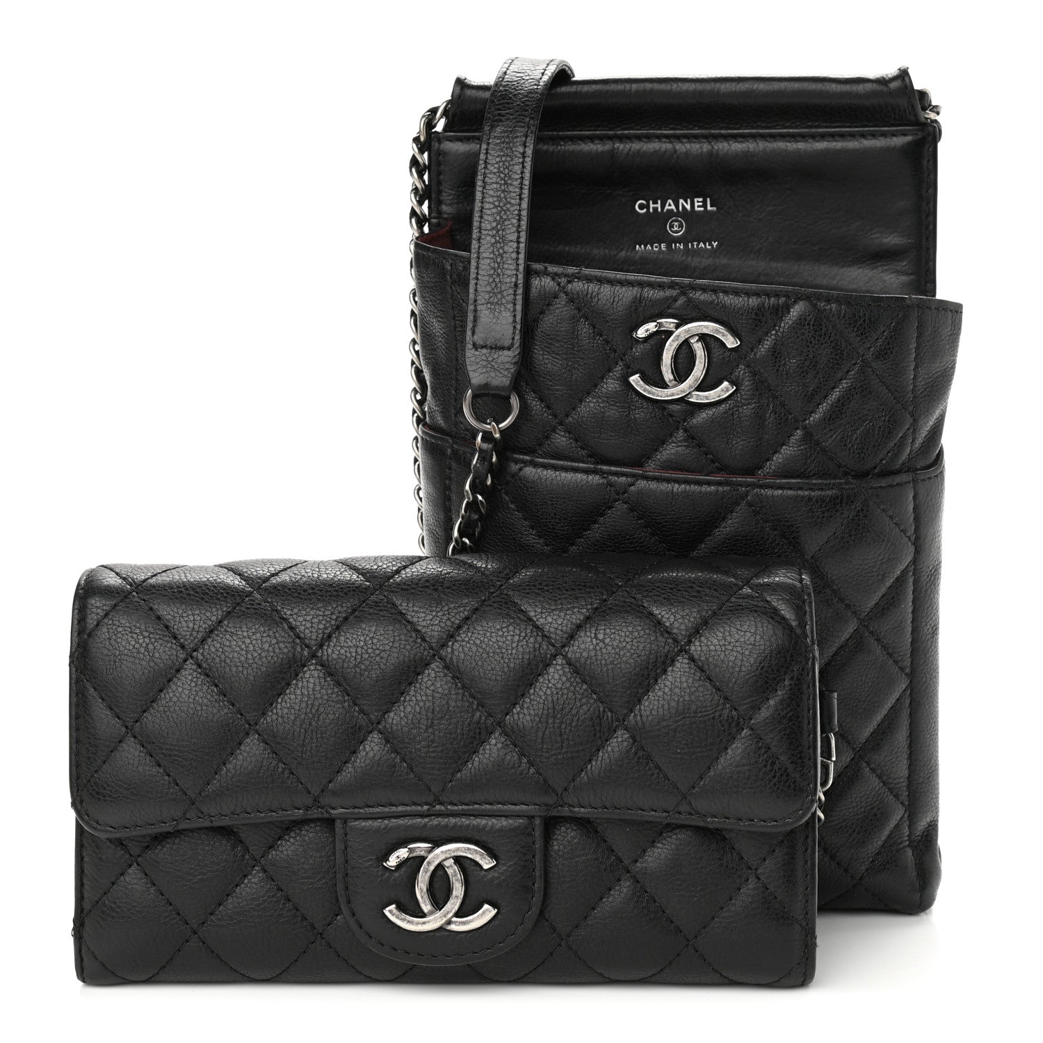 Chanel Calfskin Quilted CC Waiter Clutch Clutch With Chain Black 1 of 12