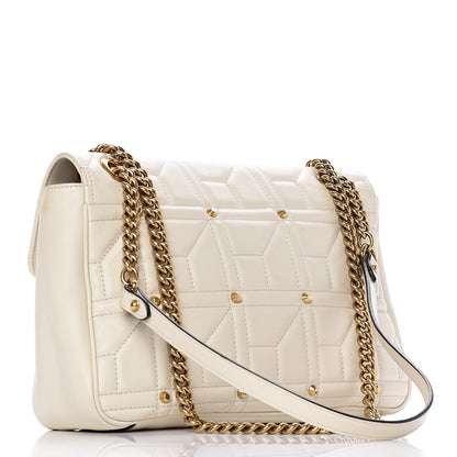 Gucci Calfskin Matelasse Studded Medium GG Marmont Shoulder Bag White 3 of 12