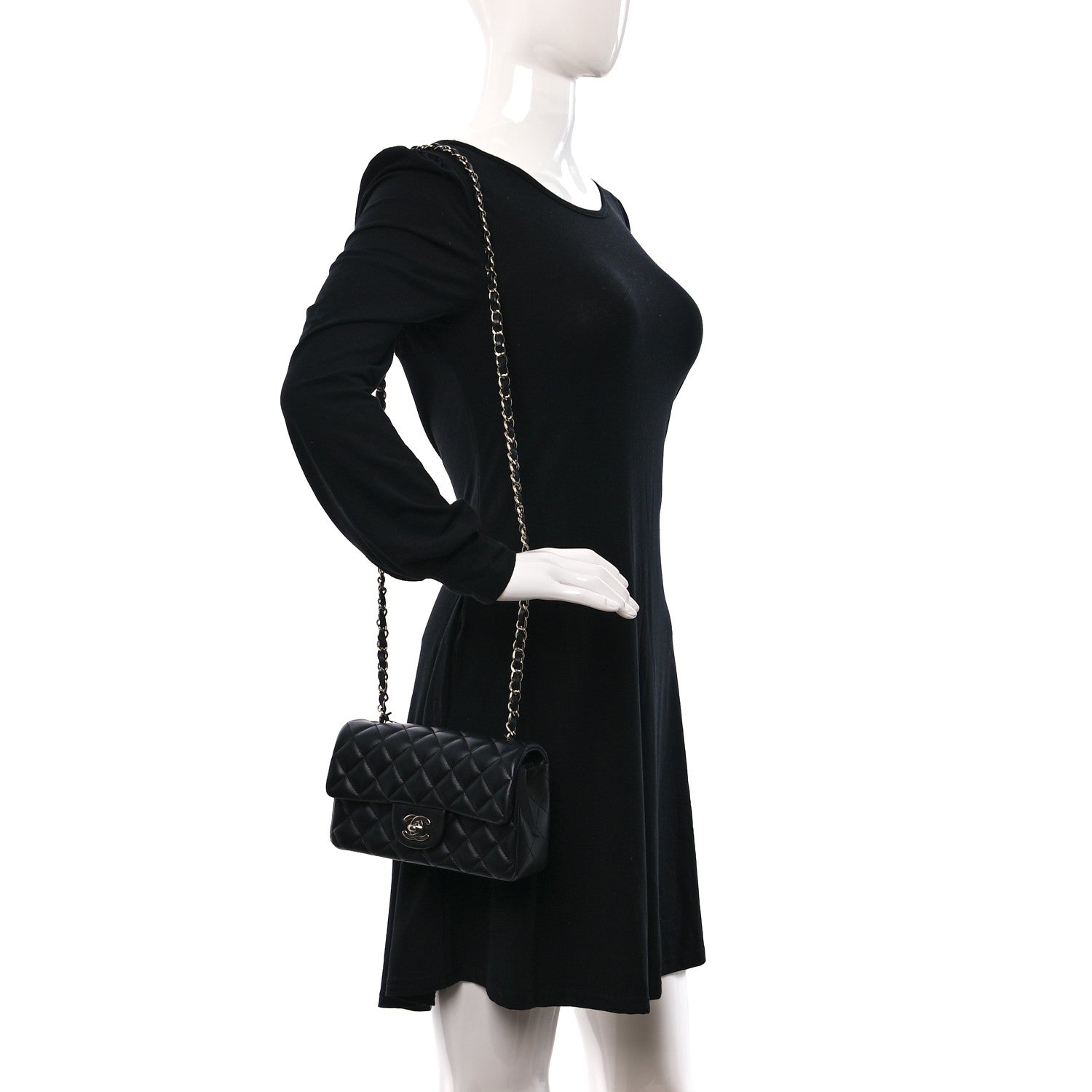 Chanel Lambskin Quilted Mini Rectangular Flap Black 2 of 11