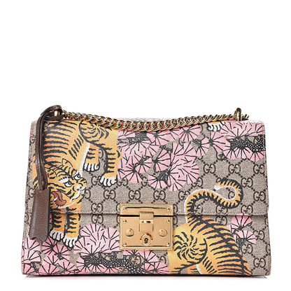 Gucci GG Supreme Monogram Bengal Medium Padlock Shoulder Bag Beige Pink 1 of 18