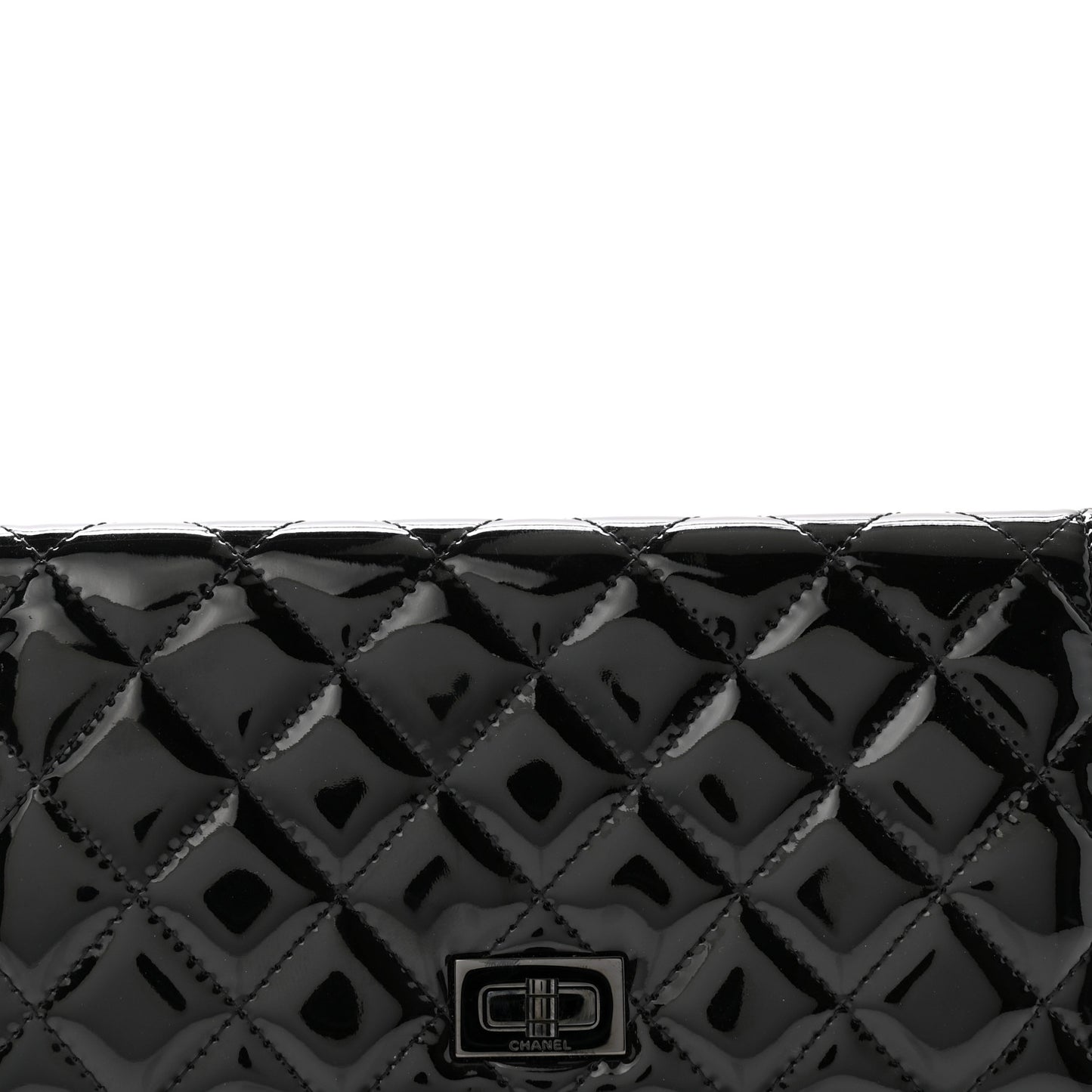 Patent Calfskin Quilted Reissue Wallet On Chain WOC So Black