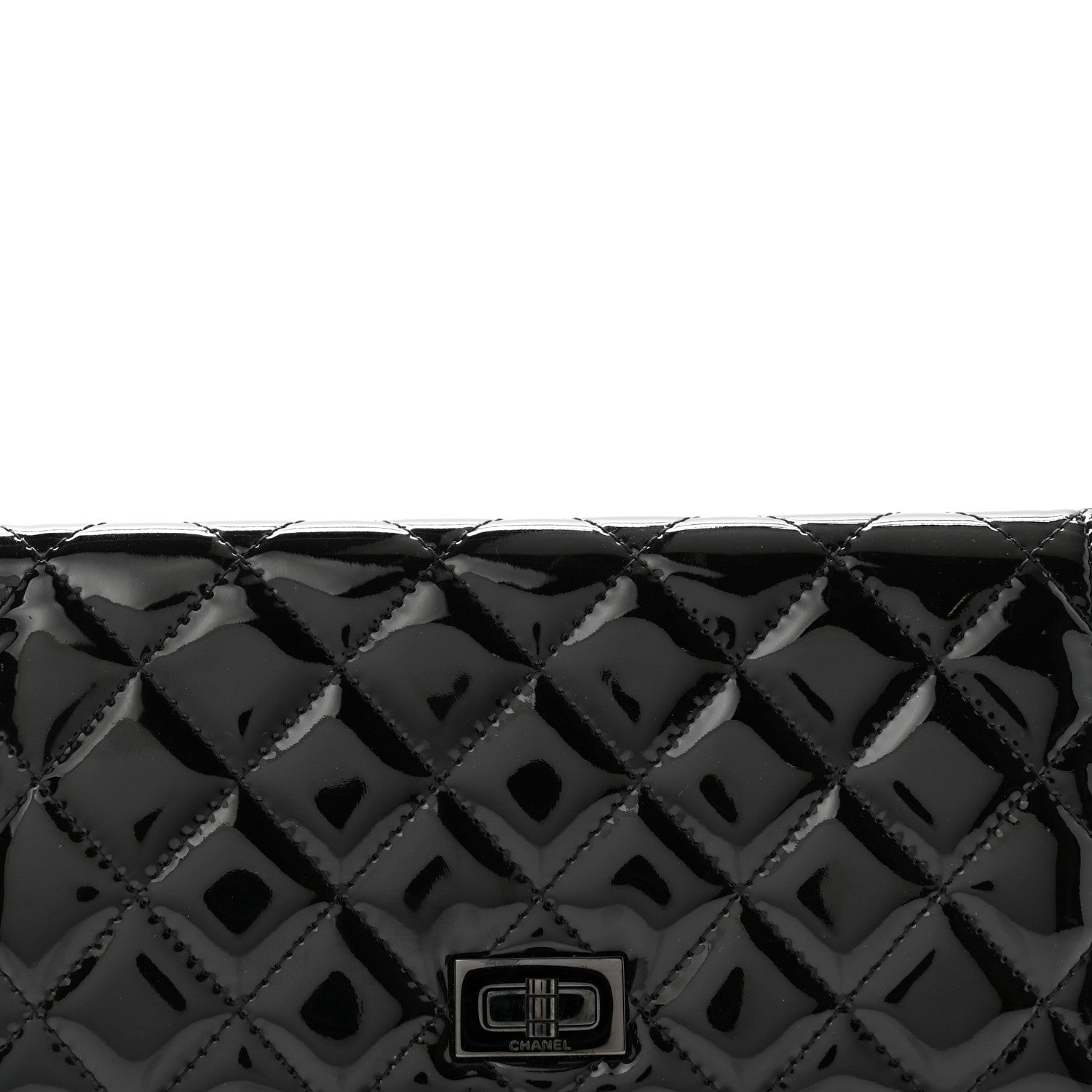 Chanel Patent Calfskin Quilted Reissue Wallet On Chain WOC So Black 9 of 12