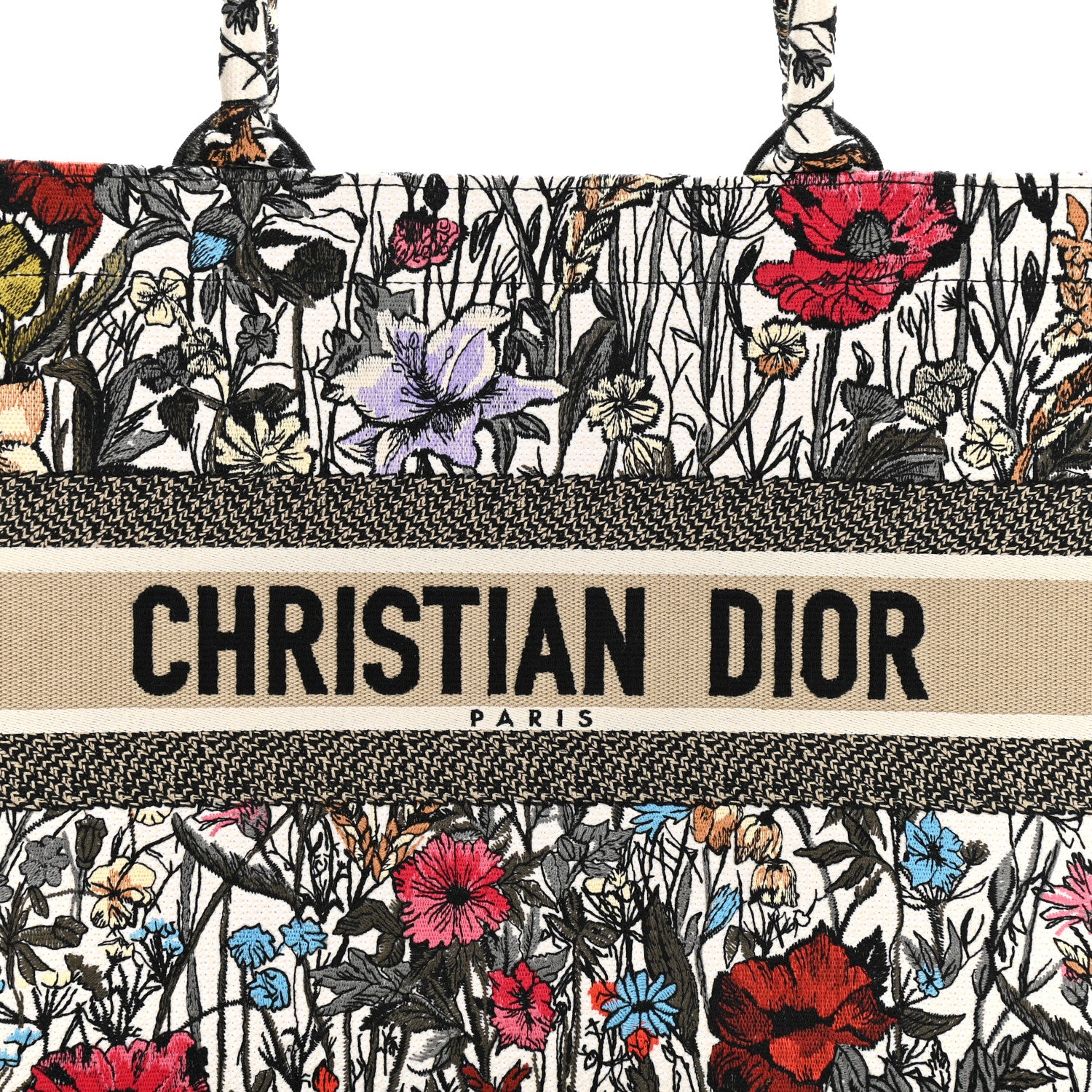 Christian Dior Canvas Embroidered Medium Mille Fleurs Book Tote Multicolor 8 of 11